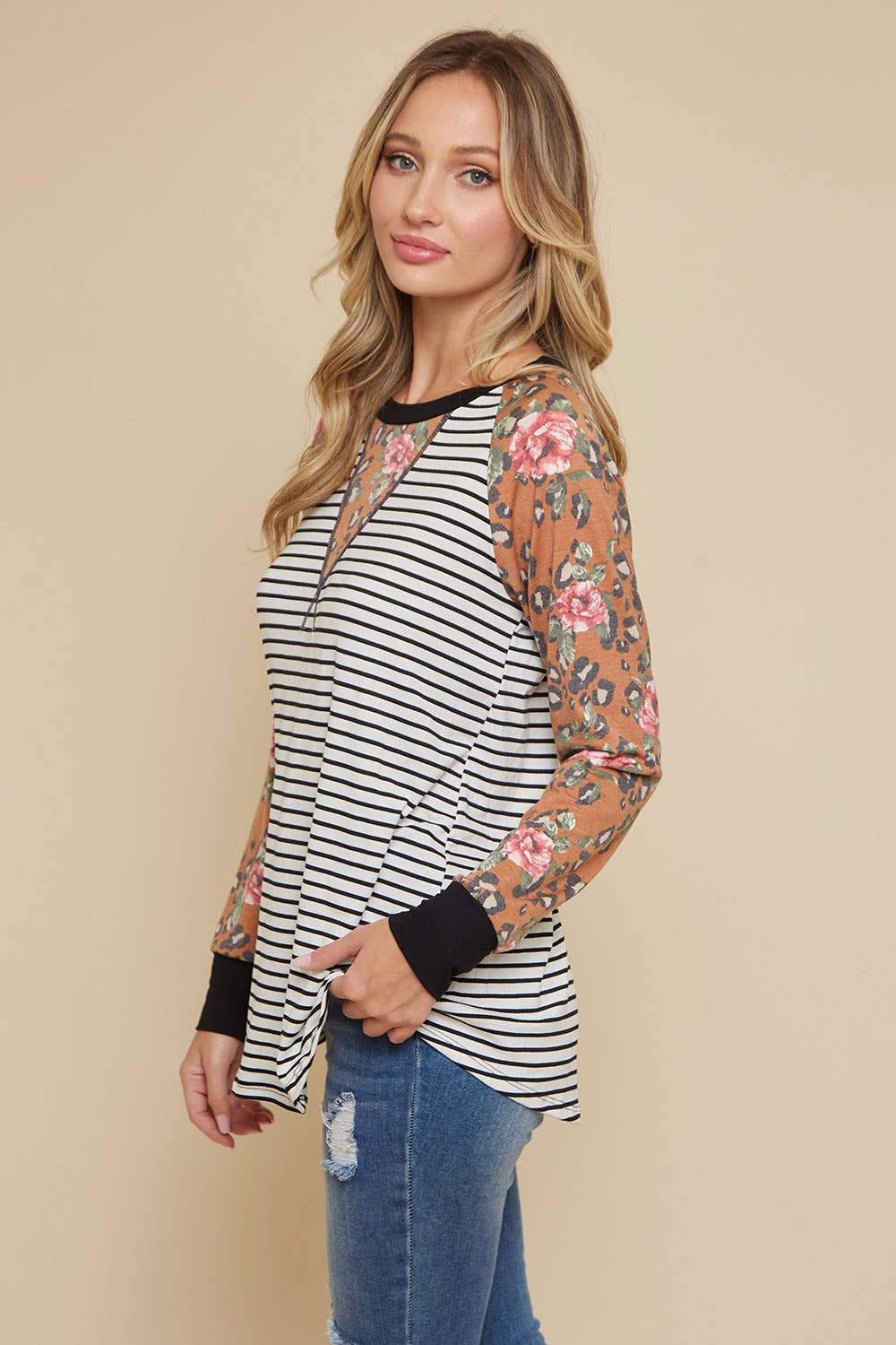 lovely melody – wholesale Tunika - Dam – LMT2704-i en blixt Leopard Raglan Top14