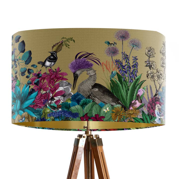 FabFunky Ltd - Vente Abat-jours - Lot de 3 abat-jour botaniques plumes dorées élégantes5