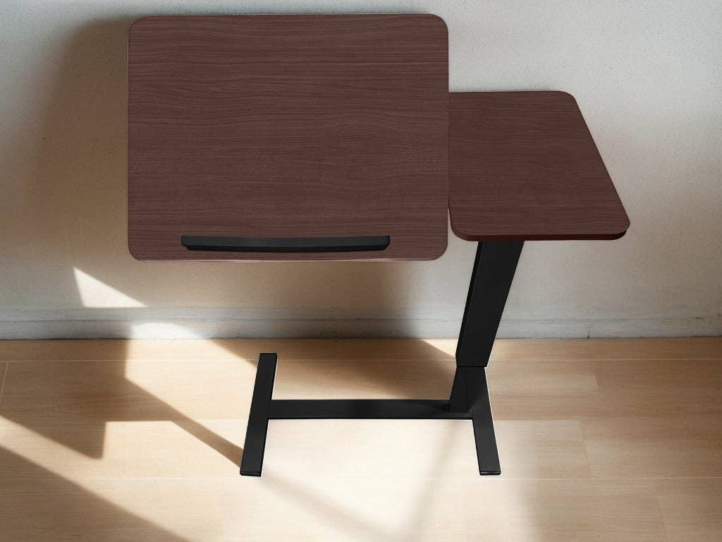 39F Inc. - Wholesale Side Table - Adjustable Overbed Laptop Table with Wheels Walnut Finish19