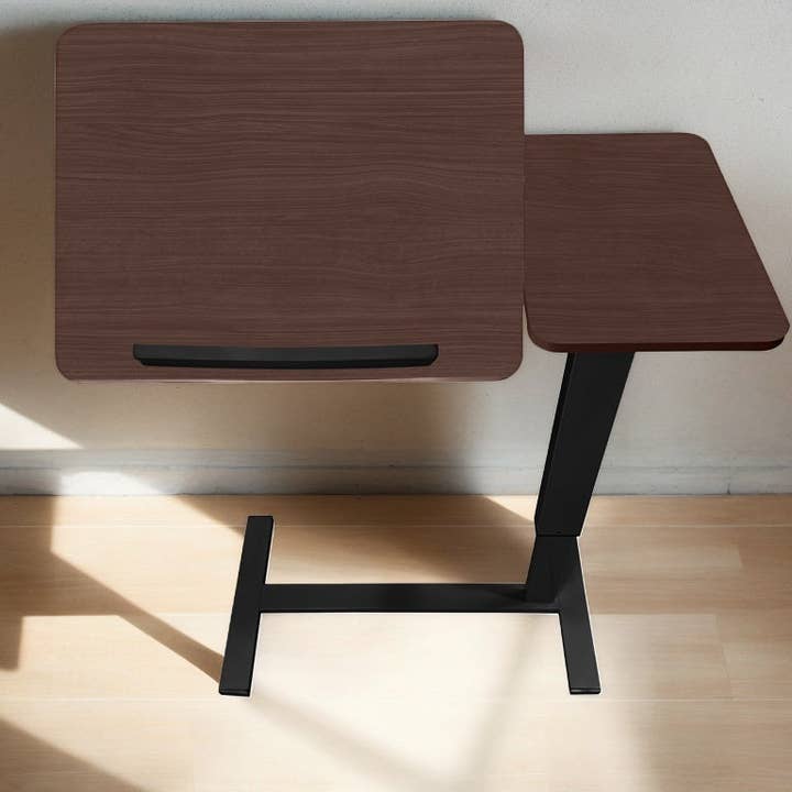 39F Inc. - Wholesale Side Table - Adjustable Overbed Laptop Table with Wheels Walnut Finish19