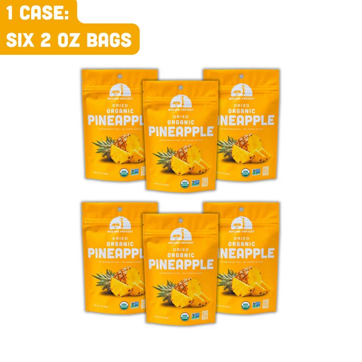 Mavuno Harvest Organics - Wholesale Dried/Dehydrated Fruit - Organic Dried Pineapple, 6-pack case