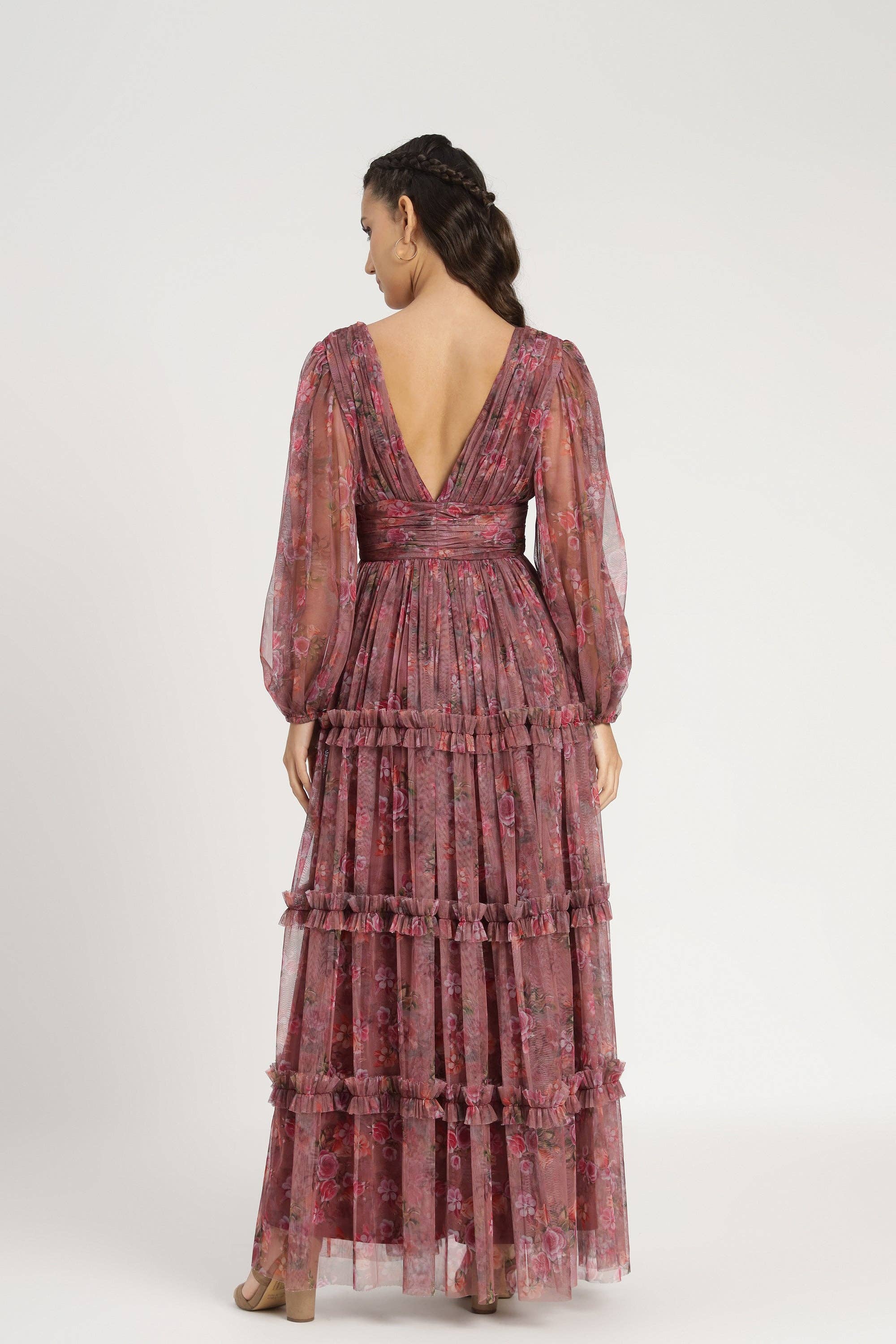 Viola Floreale Abito Maxi Lydia Tulle in Floreale Viola in vendita all'ingrosso su Faire8