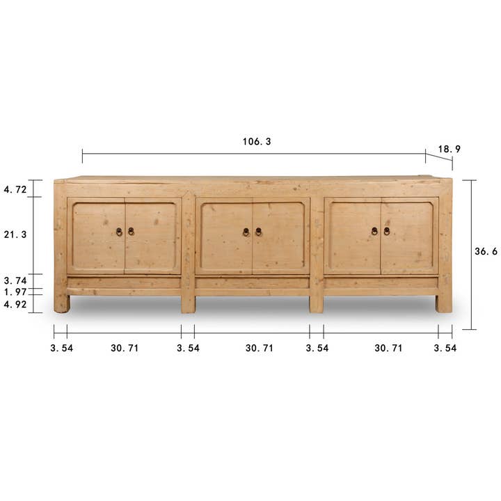 Buffet Ancien à Six Portes - Longueur de 8 à 9 pieds pour la vente par Lily's Living Inc.