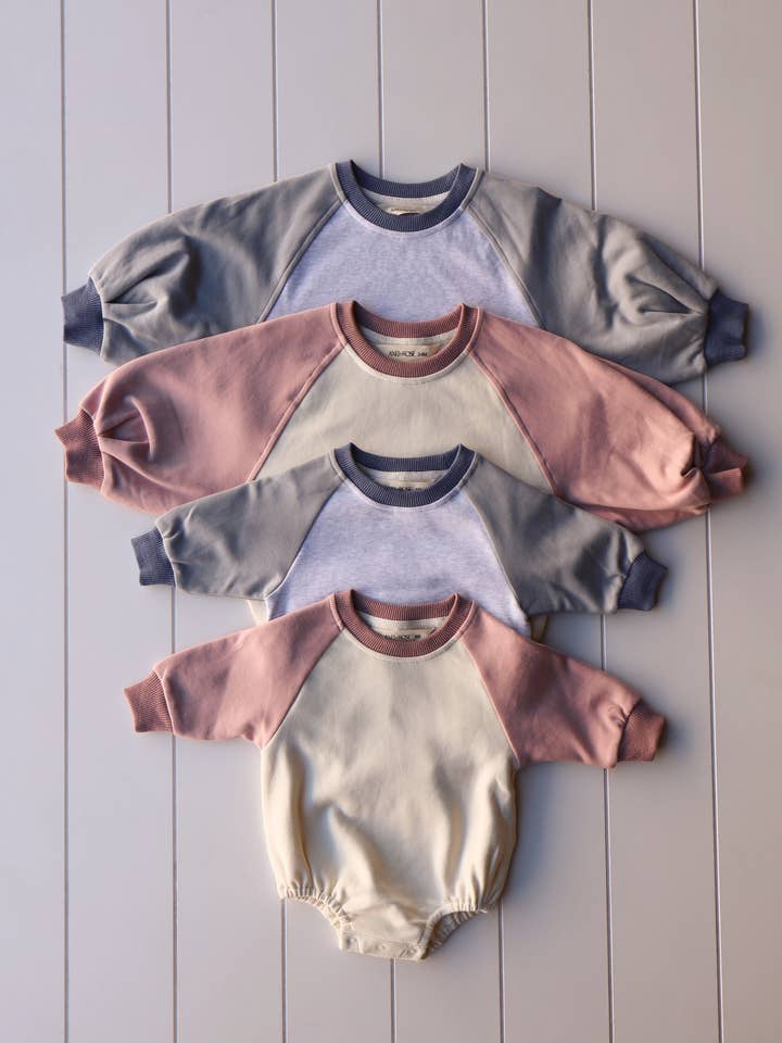 Color Block Crew Neck/ Bubble Onesie for wholesale by Axel & Rose