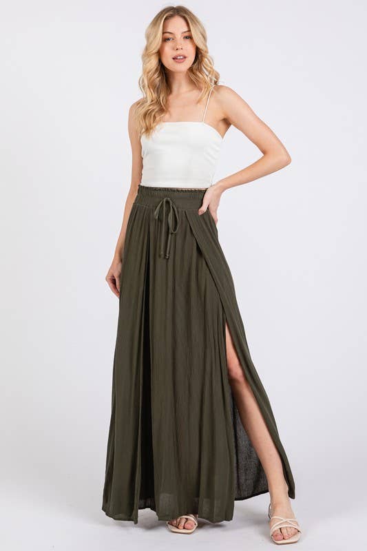 Final Touch - Wholesale Skirt - Women's - Solid Thigh Split Maxi Skirt - S80050A7