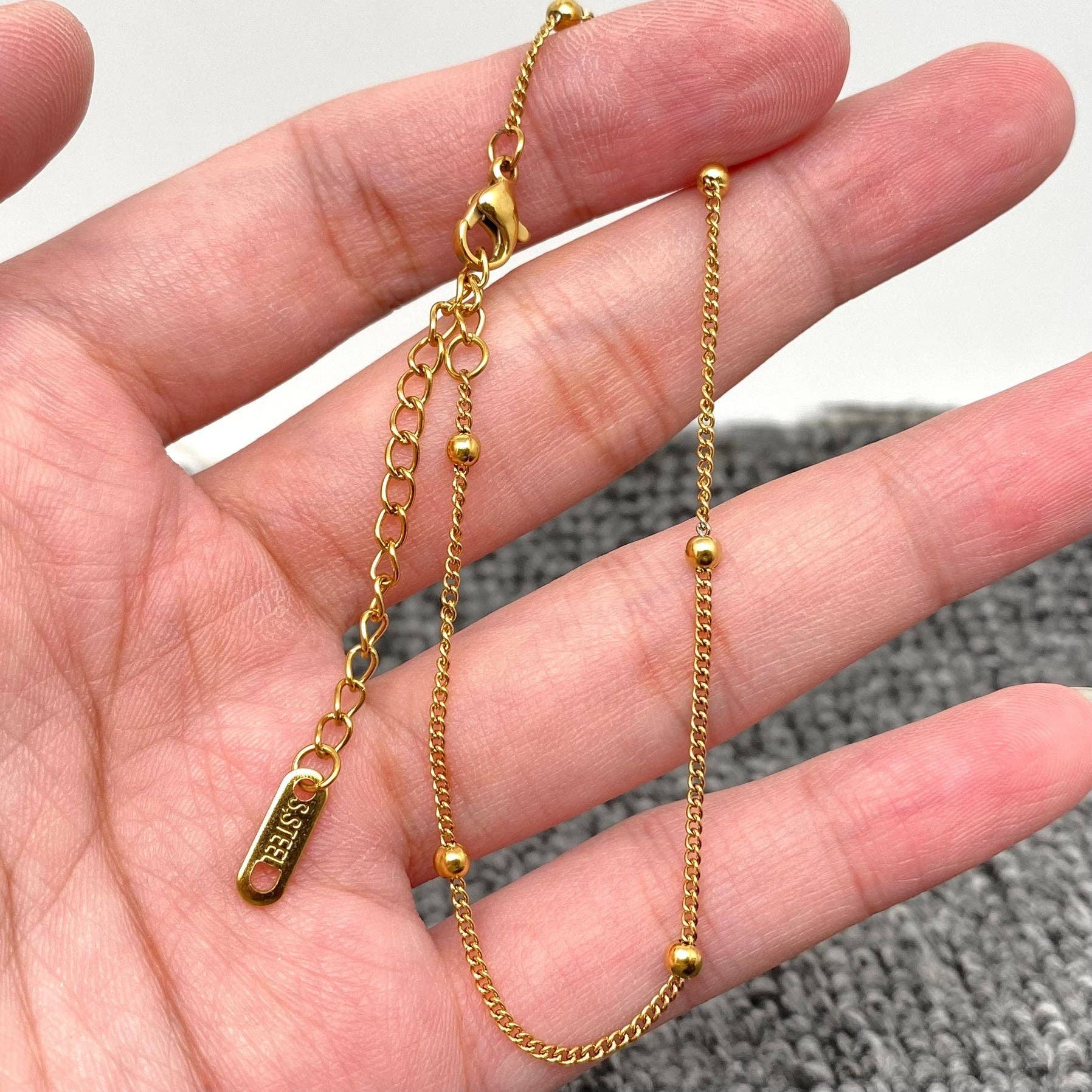 Mio Queena - Wholesale Link & Chain Necklace - Multi Style 18K Golden SS bracelet Chain DIY Accessories-FGS16