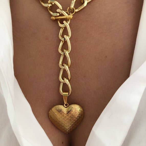 Christina Christi – Colar pingente/pendente por atacado – Colar com foto de coração dourado