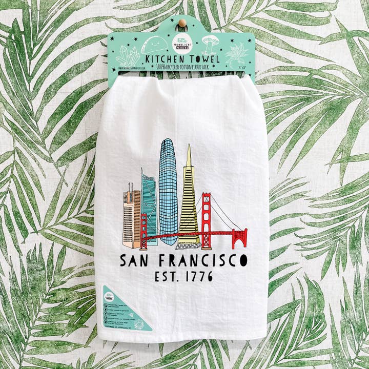 Moonlight Makers – wholesale Tea towel – Colorful Kitchen Towels - San Francisco, CA Skyline - SF1