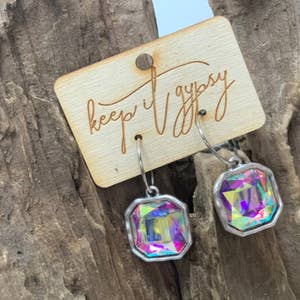 Keep it Gypsy Upcycled Designer Purple Crystal Pierced Earrings