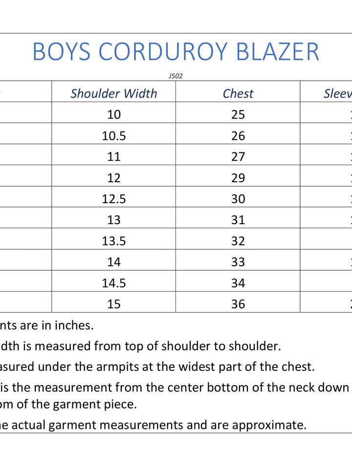 b-one inc - Wholesale Blazer - Kids - Boys' Corduroy Blazer Jacket with Elbow Patches RFL-J5023