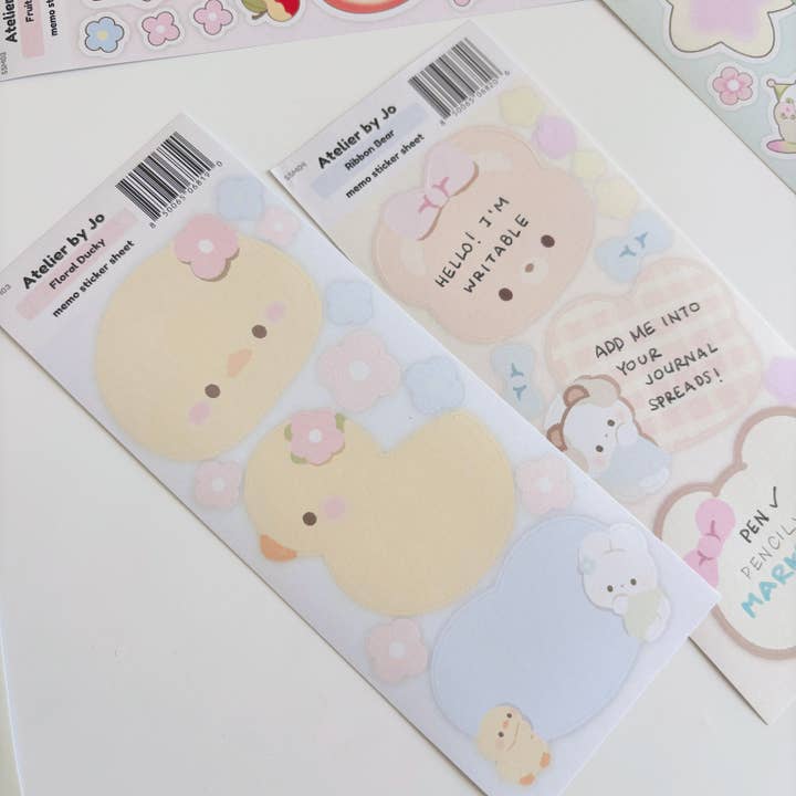 Floral Ducky Memo Sticker Sheet for wholesale by Atelier by Jo