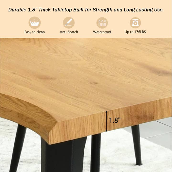 39F Inc. - Wholesale Side Table - 63in Natural Rustic Wood Live Edge Dining Table for 6 people