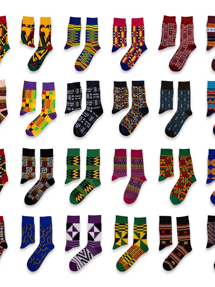 Mix of 24 different pairs - African socks / Afro socks / African print socks - All 24 styles for wholesale by AfricanFabs