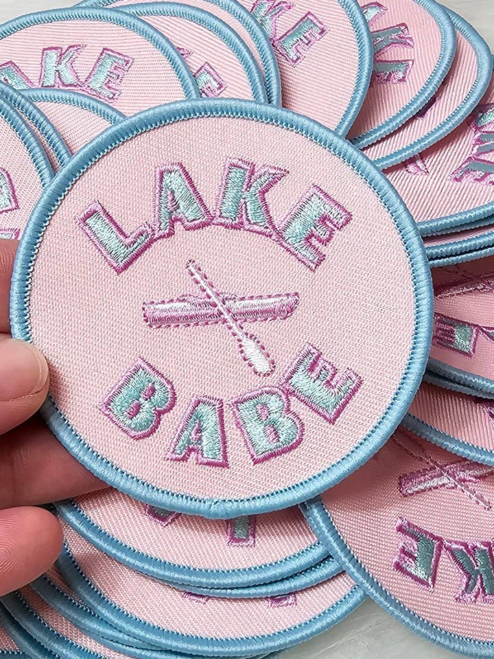 'Lake Babe' Boat Embroidery Iron On Patch for wholesale by Scratch Decor