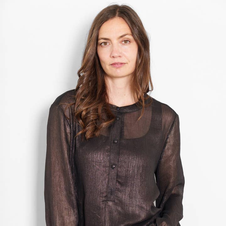 Odette Long Sleeve Blouse- Dark Grey, for wholesale by Sarta