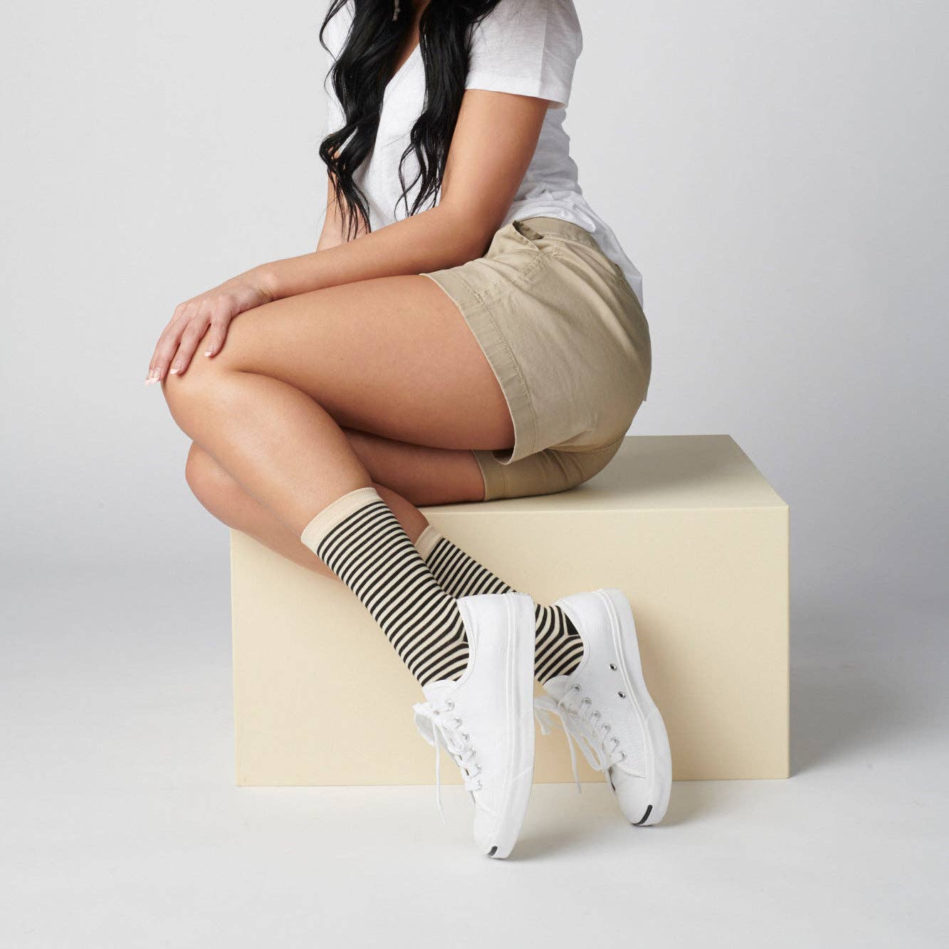 Hooray Sock Co. - Wholesale Socks - Unisex - Cole Black and White Striped Crew Socks3