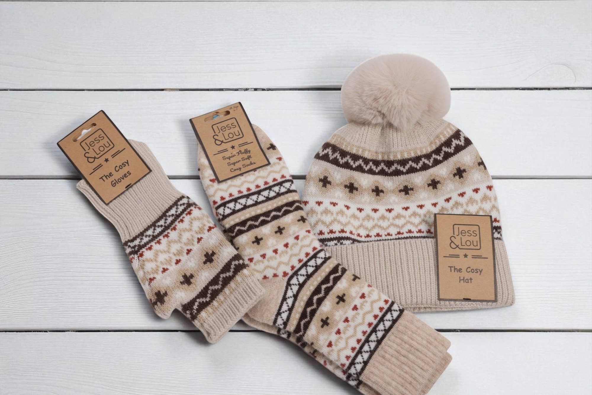 Jess & Lou – wholesale Strumpor - Dam – Nordiska ribbstickade strumpor i beige, modell SL7742