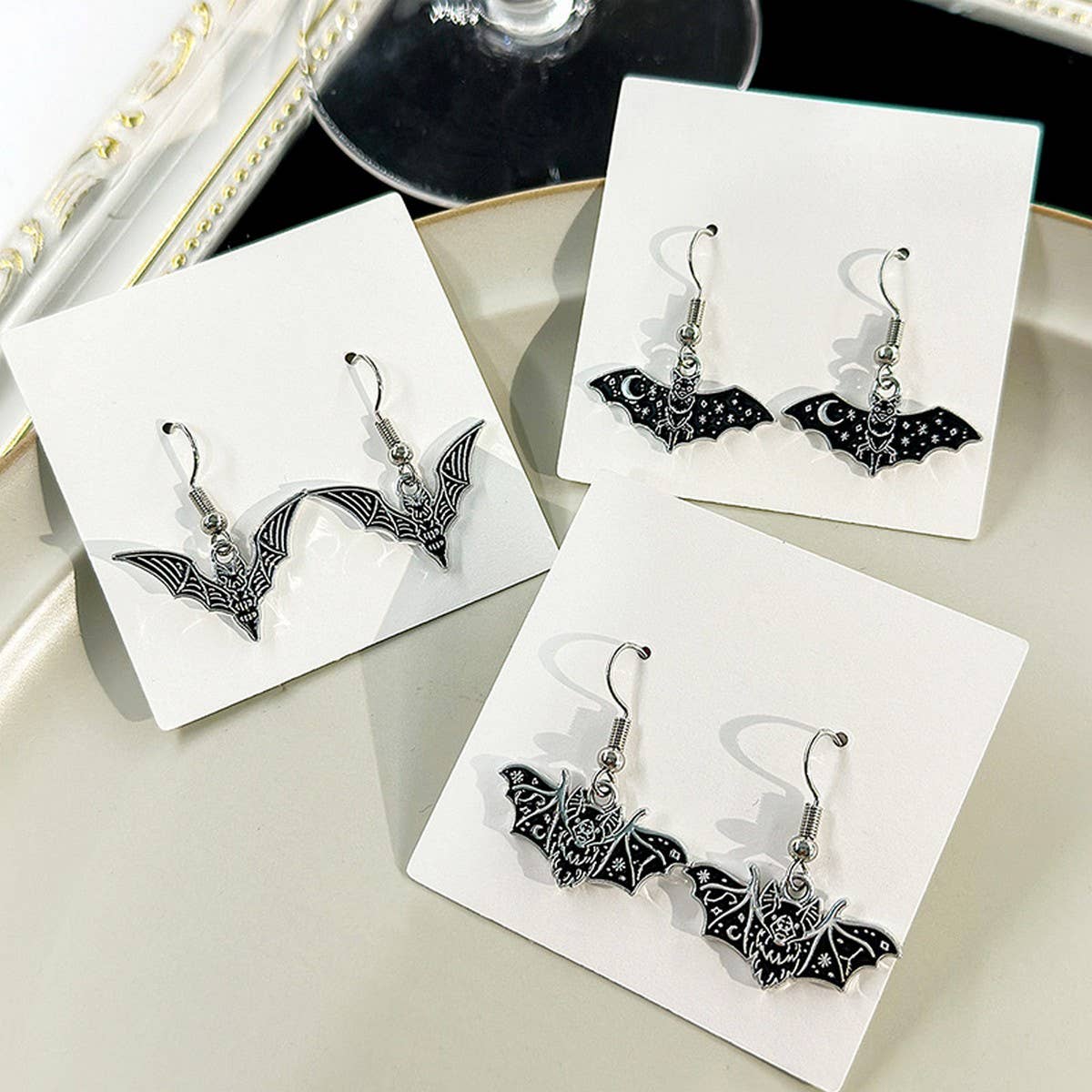 ACCITY - Wholesale Dangle Earrings - DARK HALLOWEEN FUNNY CREATIVE BAT EARRINGS_CWAJE18427