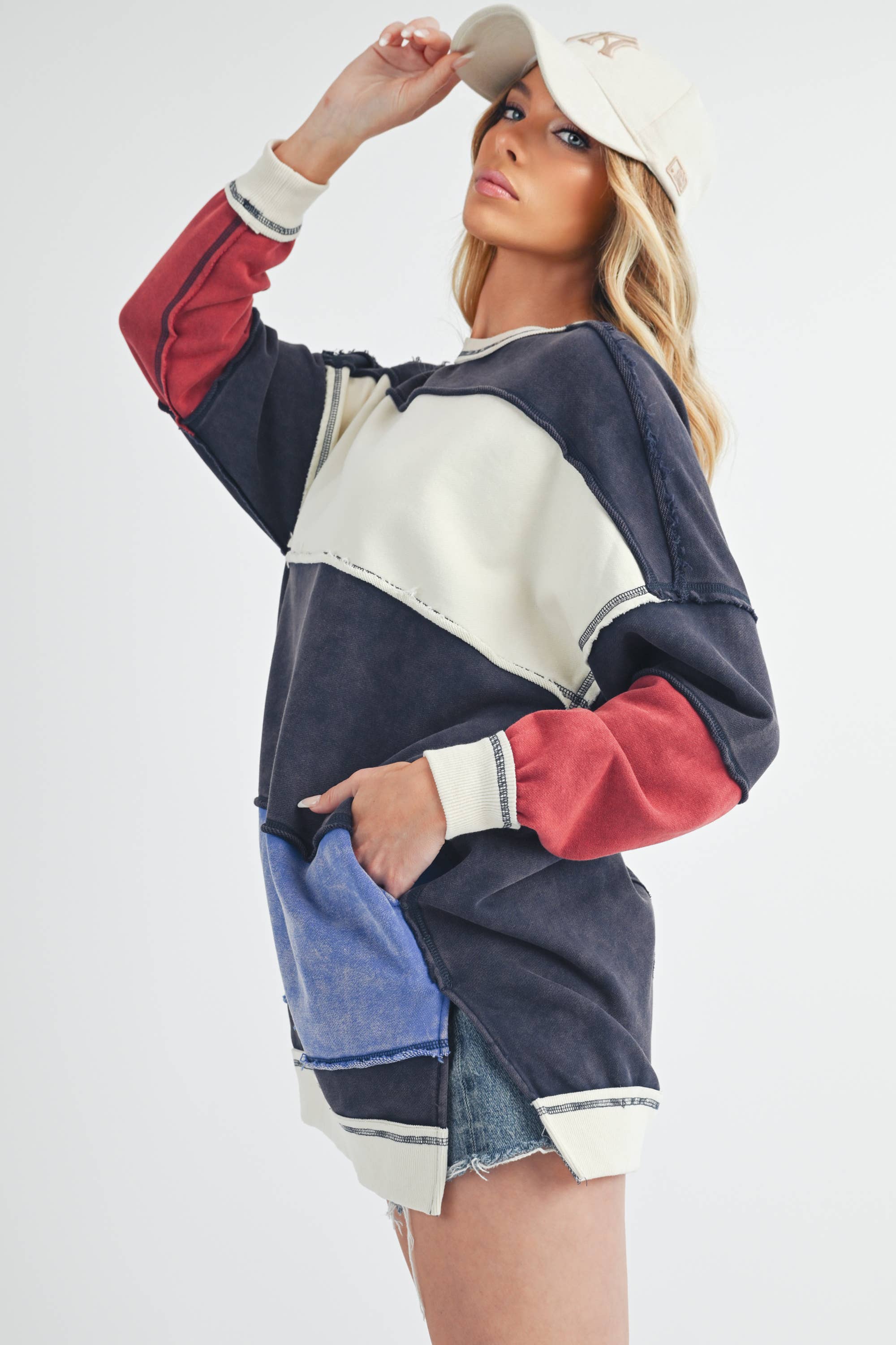 AEMI + CO - Wholesale Knit Sweater - Women's - 8332EK Rugby Color Block Stripe Sweatershirt22