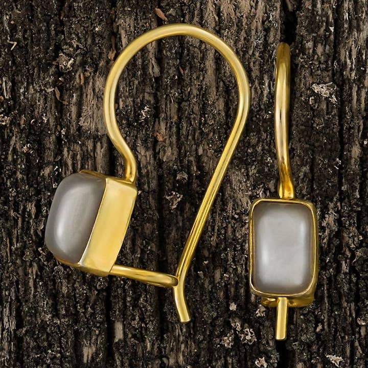 Contemporary Drop Gray Moonstone Earrings for wholesale by BoneNE, LLC