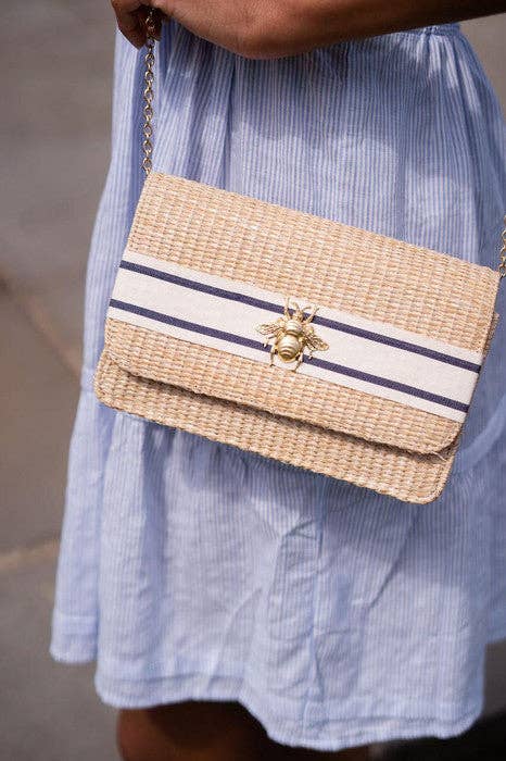 Lisi Lerch - Vente Pochette – femme - Ruby Straw - Bande Rayée en Denim - WS0