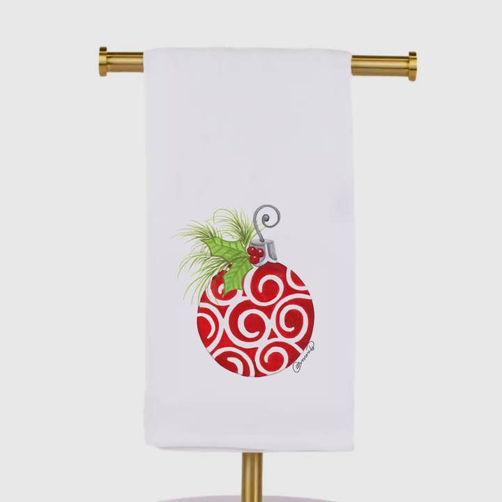 Swirly Ornament Tea Towel for wholesale by Carmen Brunson Designs