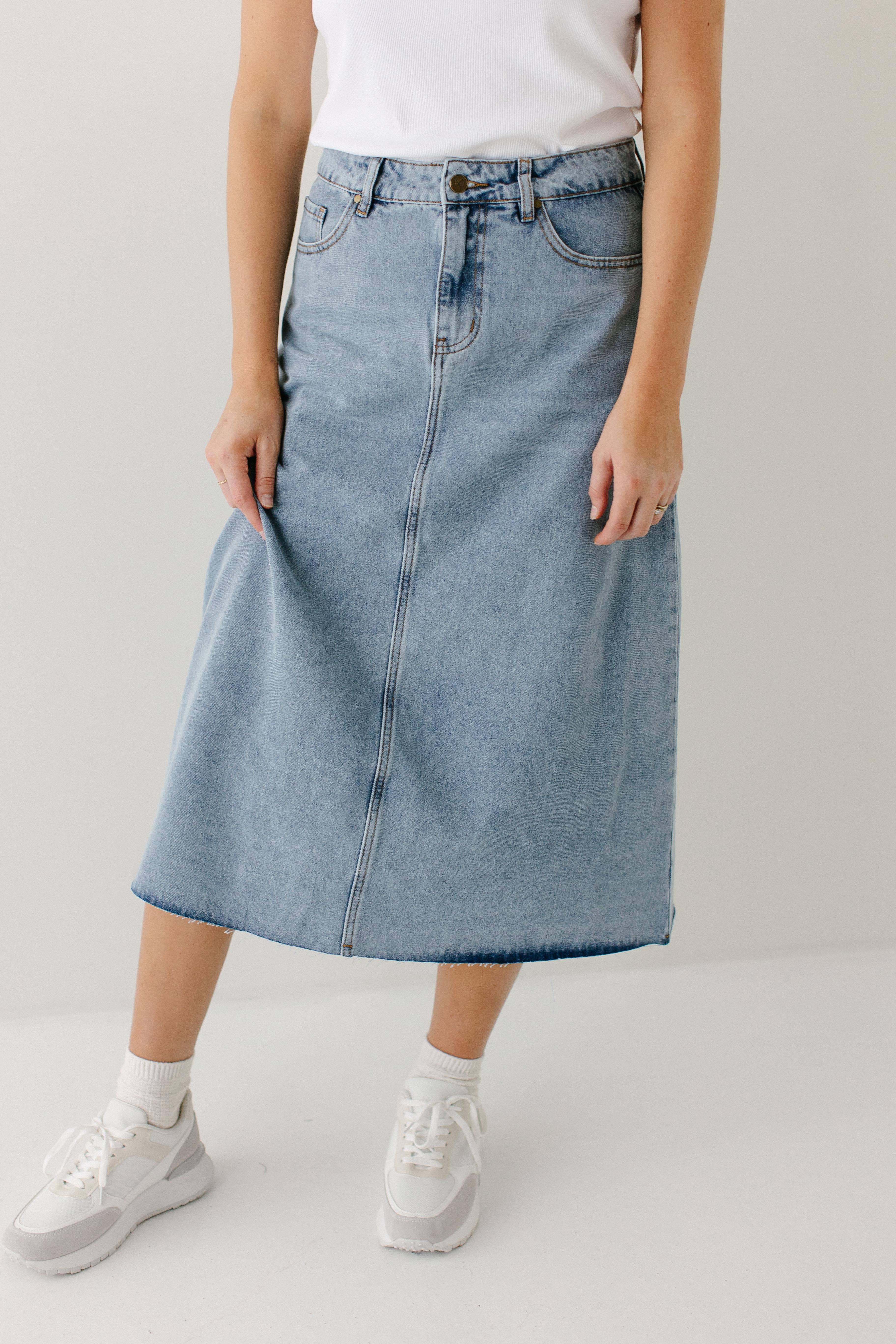 The Main Street Exchange - Wholesale Rok - Dames - 'Brooke' A-lijn denim midirok14