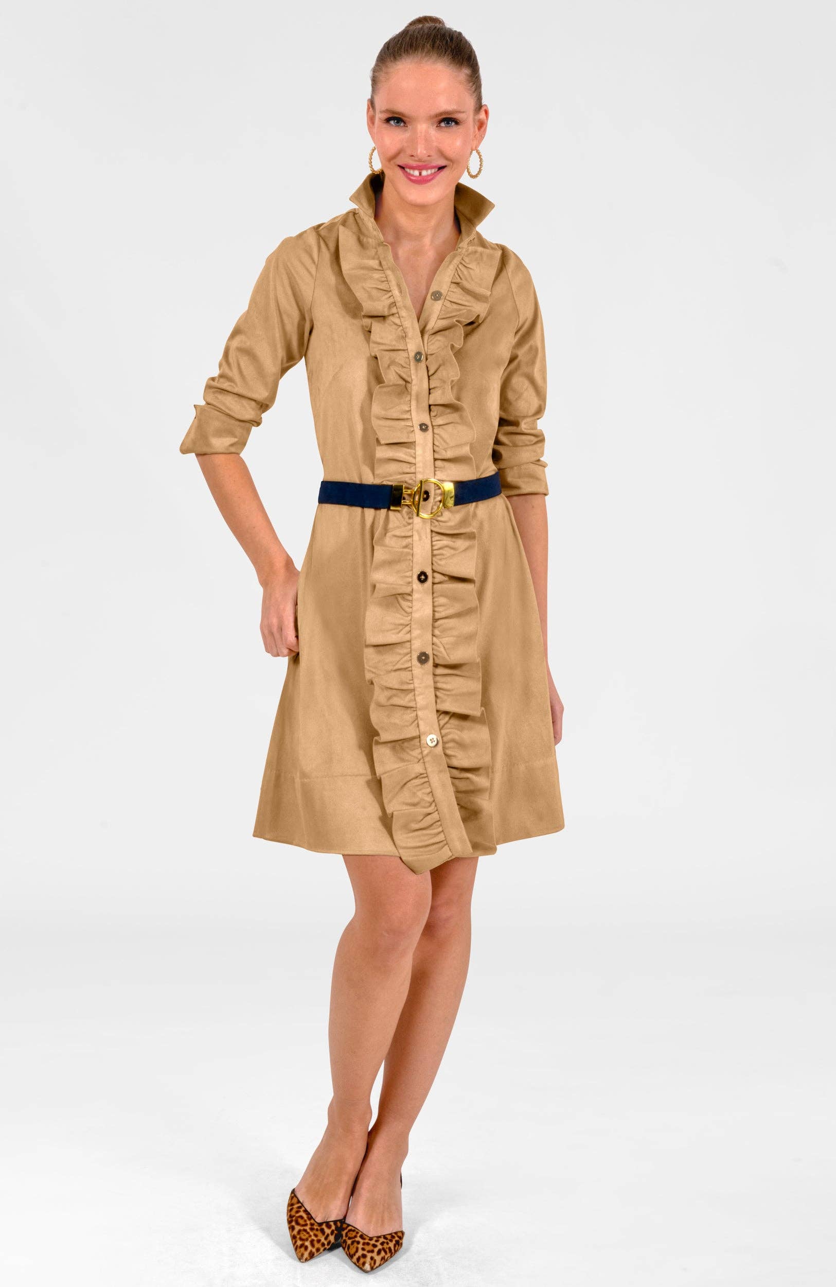 Gretchen Scott LLC - Wholesale Jurk - Dames - Ruffle Rumble Jurk - Ultra Suède9