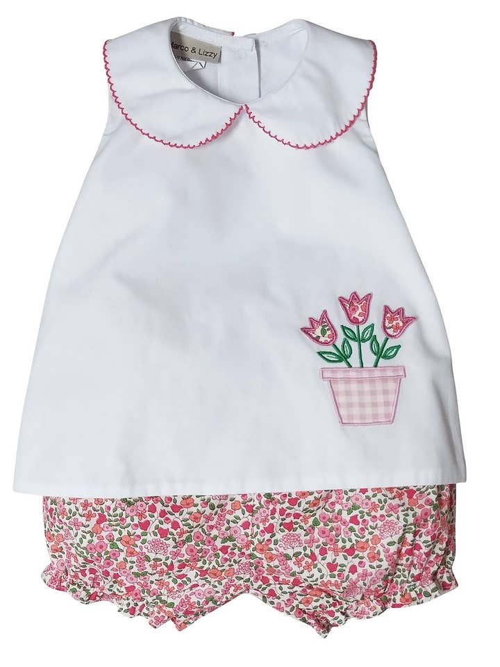 Marco and Lizzy - Wholesale Clothing Set - Baby - Brooke Baby Girl's Applique Diaper Cover Set