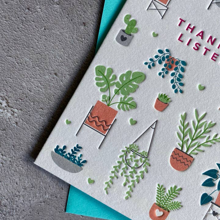 Heyyy Ltd – wholesale Thank you card – Thanks For Listening Letterpress Card4