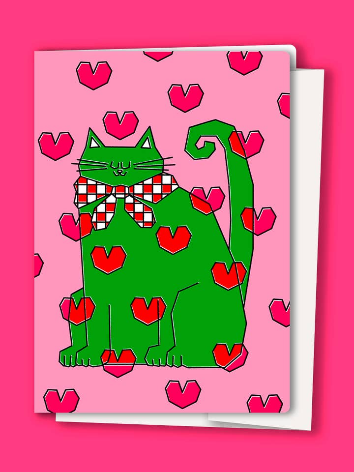 Foldet kort med kattehjerter for engroshandel hos Paolinoshka