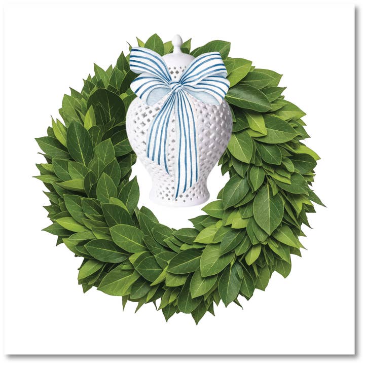 BOXWOOD WREATH + GINGER JAR ENCLOSURE CARDS | EVERYDAY ENCLOSURE CARDS for wholesale by B. ROWE & CO.