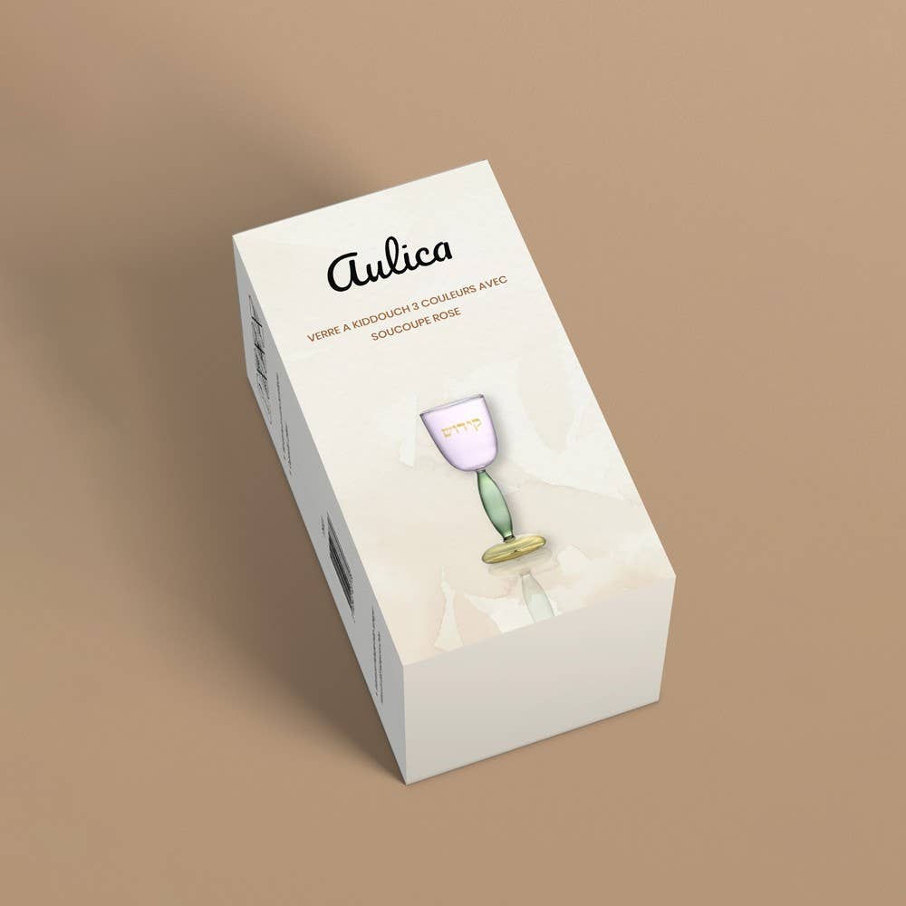 AULICA – Großhandel Weingläser – Kiddusch-Becher in 3 Farben mit rosa Untertasse4