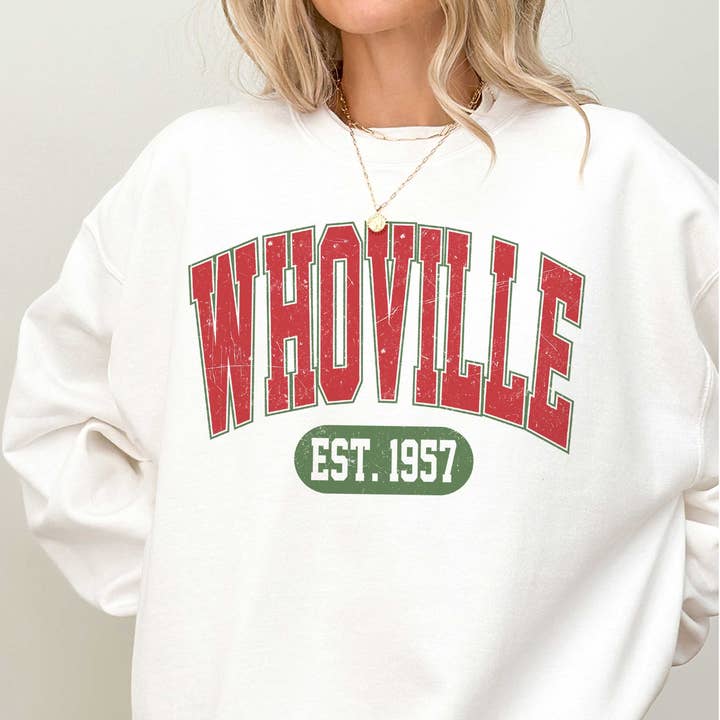 BLUME & CO. - Wholesale Graphic Sweatshirt - Women's - WHOVILLE EST 1957 Oversized Graphic Sweatshirt