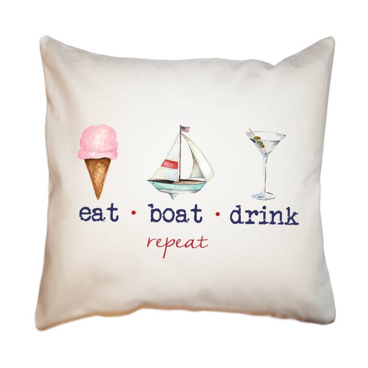 comer bebida de barco repetir almofada quadrada por atacado de Tina Labadini Designs