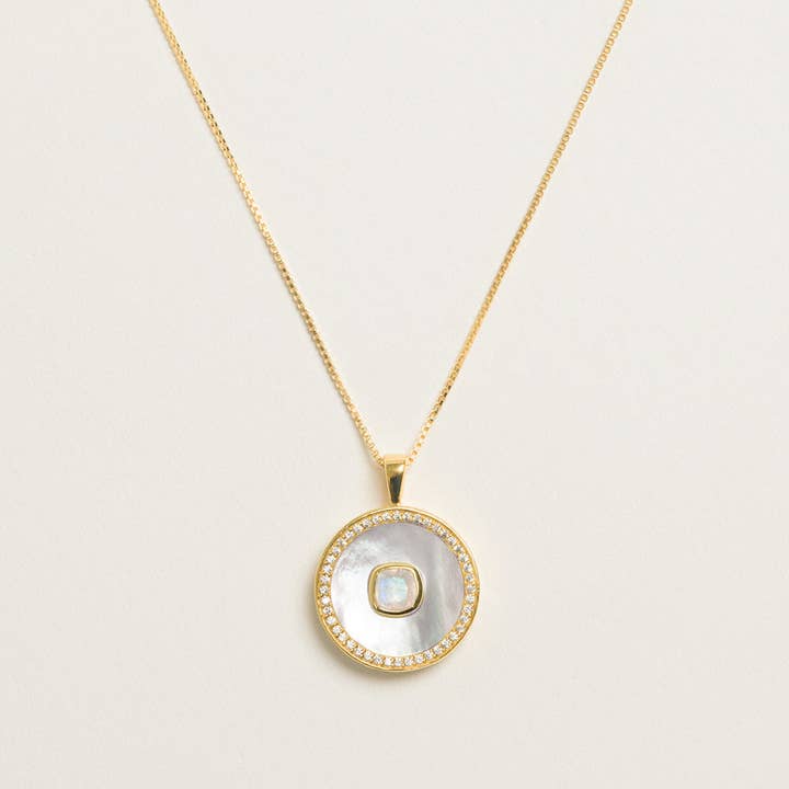 Moonstone Mother Of Peal Necklace for wholesale by Freya Rose