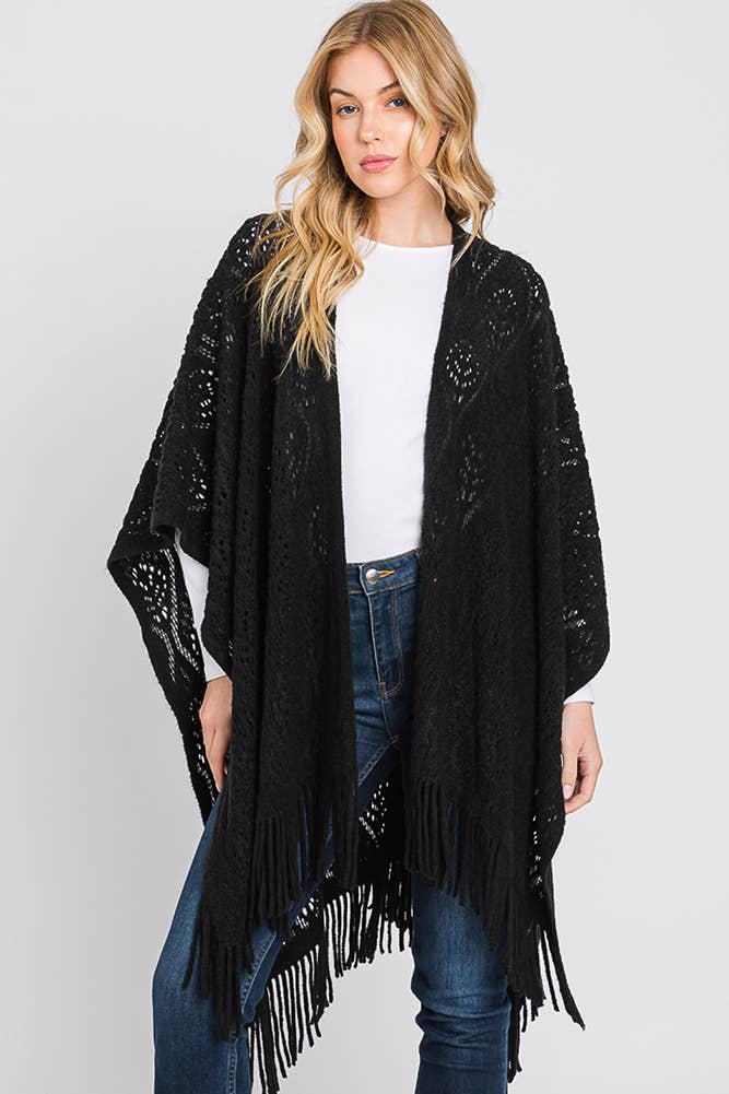 Hana - Wholesale Cardigan - Dames - Paisley Pattern Fringe Ruana16