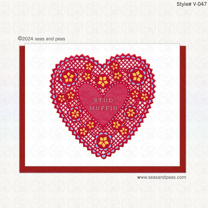 Stud Muffin Valentijnsdag Love Card voor wholesale door Seas and Peas, LLC