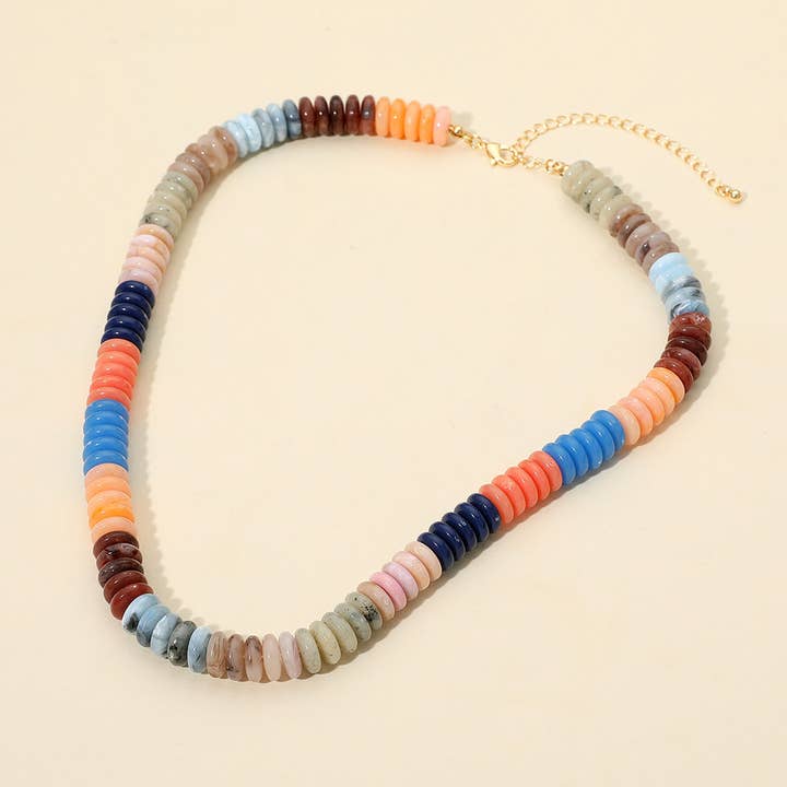 Sensibling Corp. - Wholesale Beaded/Pearl Necklace - Flat Resin Disc Beaded Necklace2