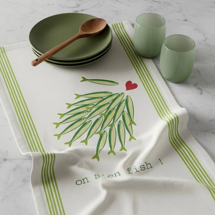 LES CHAHUTEES - Wholesale Tea Towel - XXL PRINTED TEA TOWEL "WE DON'T GIVE A FISH"0