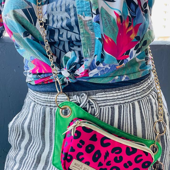 Betsy Dare - Wholesale Crossbody Bag - Women's - Hot Pink Electric Leopard Lisa Convertible Crossbody/Belt Bag5