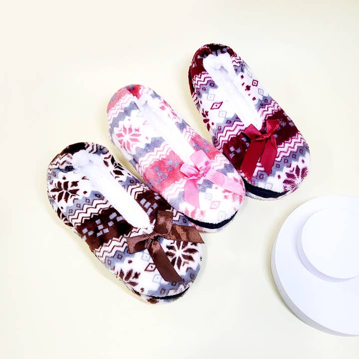 Assorted Color Snowflake Fuzzy Indoor Slipper Shoes for wholesale on Faire
