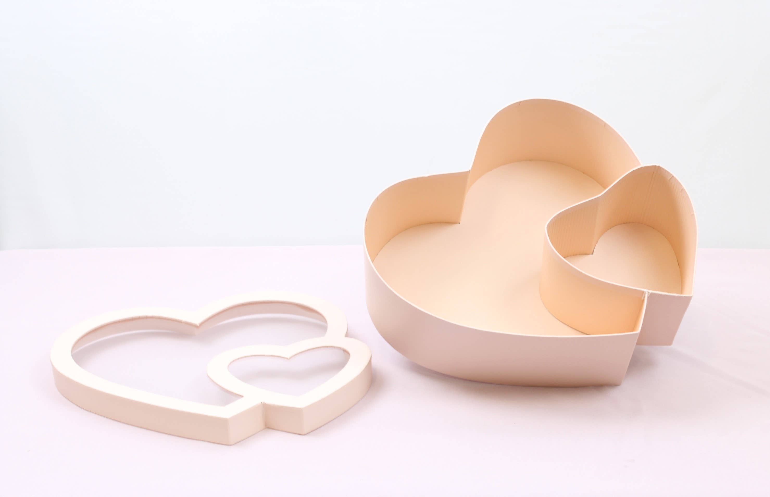 Elegant Design Supply - Wholesale Gift Box - Double Heart Flower Gift Box with Lid - Various Colors - For Preserved/ Eternal Rose / Gift / Chocolate Strawberries Arrangements7