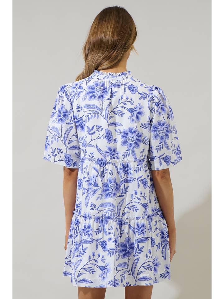 WHT COBALTS Maeve Floral Dixie Split Neck Shift Dress for wholesale on Faire