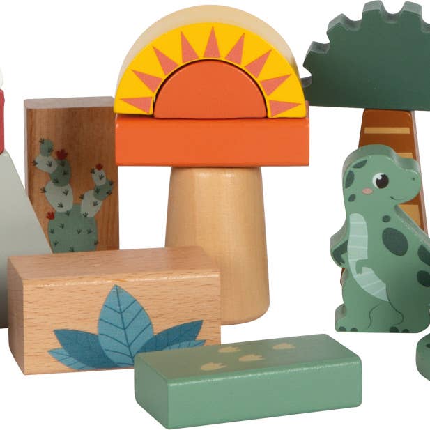 small foot - Wholesale Blocks - Kids Baby - Wooden building blocks “Dino” FSC 100% | motor skills | wooden toys1