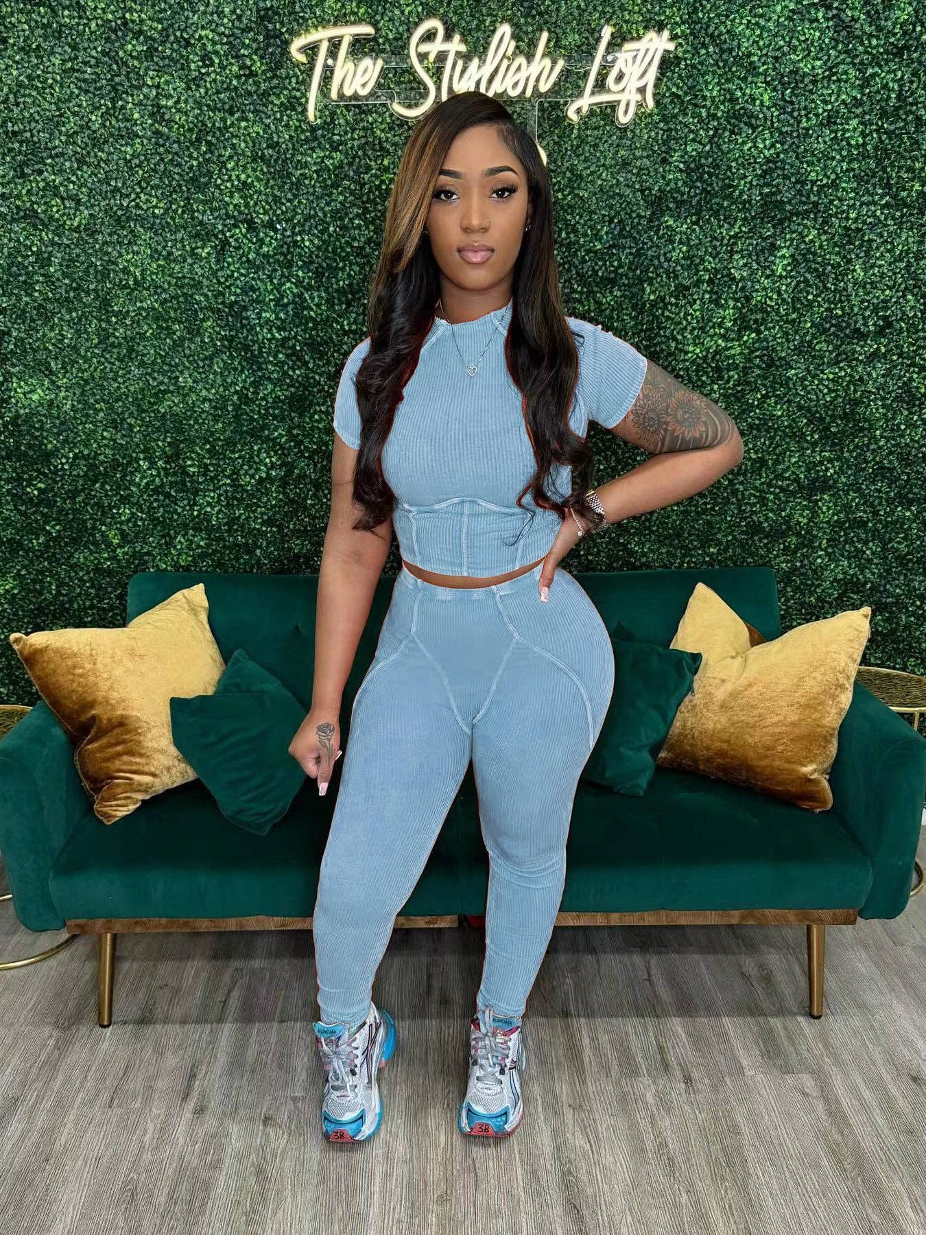 MB Fashion Wholesale - Wholesale Activewear Set - Women's - MB FASHION QUALITY RIBBED FABRIC WASHED 2 PCS SET 4015LY18