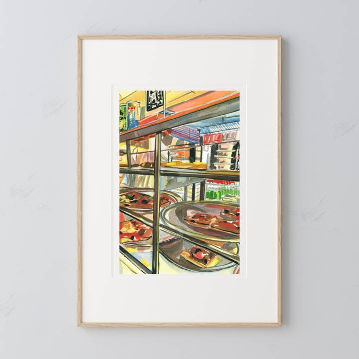 Impressão artística de pizza de Nova Iorque - Placa de pizza de néon - Lower East Side por atacado de Medjool Studio Art Print Shop