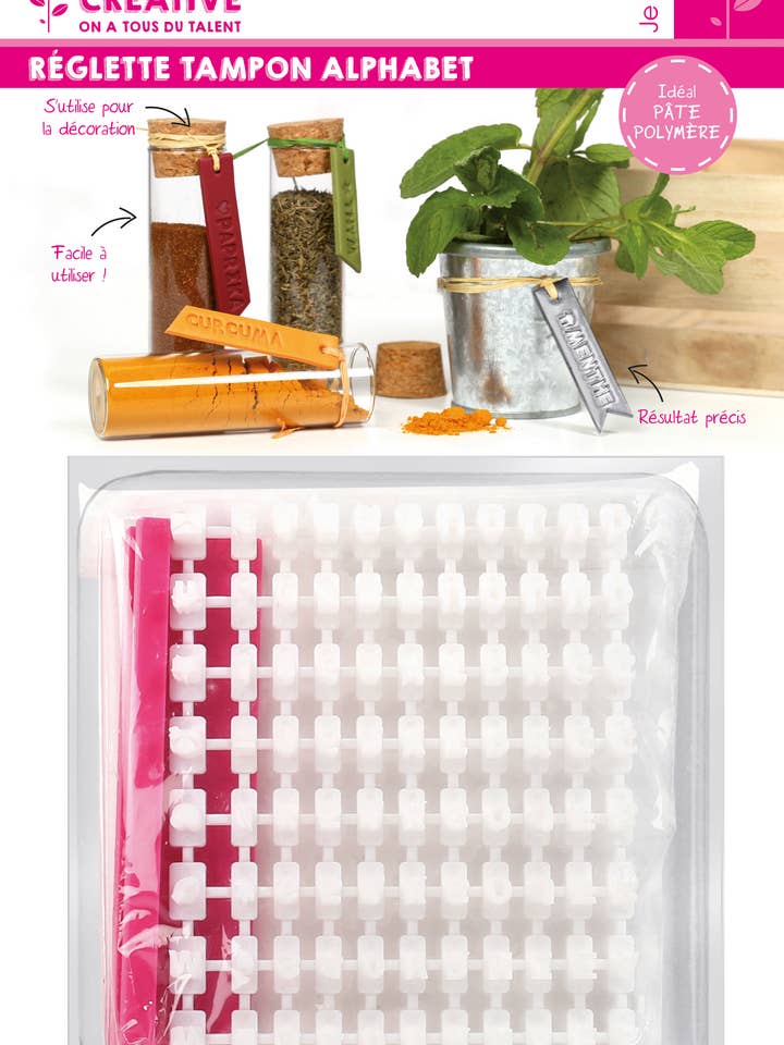 Regla con sello de alfabeto para arcilla polimérica para venta al por mayor de Graine Créative