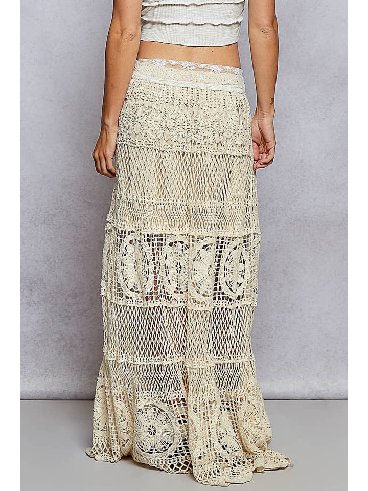 Pol Clothing - Wholesale Skirt - Women's - Crochet long flare elastic waist band skirts2