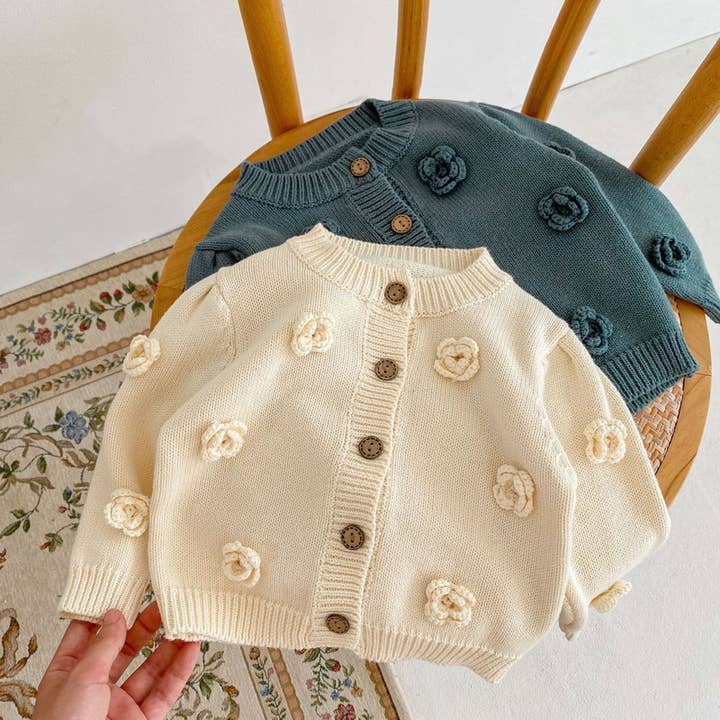 Annie & Charles – wholesale Cardigan – Baby – Annie & Charles® knitted jacket FLOWERS3